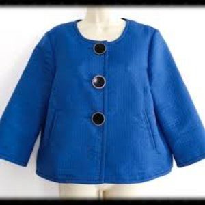 Kim Rogers quilted cropped jacket w/ great big button detail szM